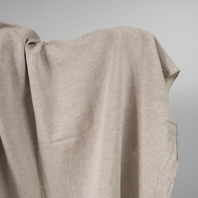 Lin-bomullsstoff beige bredt vasket