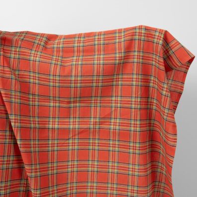 Halvlinstoff lysrødt rutete