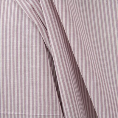Halvlin stoff med lilla striper bredt for klær, hjemmetekstiler