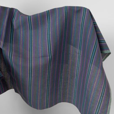 Halvlinstoff i lilla og blå striper