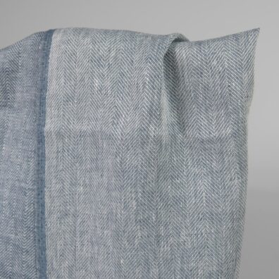 Tosidig linstoff hvit-blå med fiskebeinsmønster