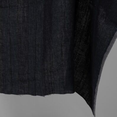 Linstoff mørkeblå med striper vasket, mykt, skånsomt