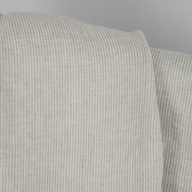 Linstoff med naturlige og hvite striper vasket, mykt, skånsomt