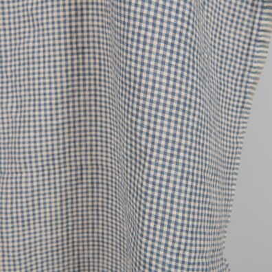 Linstoff med brunaktige og blå ruter vasket 145cm bredt