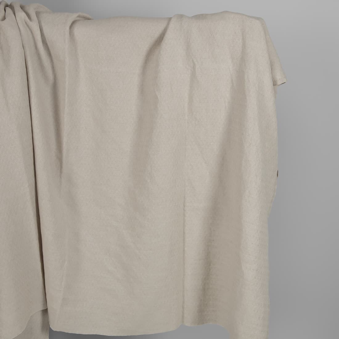 Lin-bomullsstoff beige i fiskebeinsmønster vasket