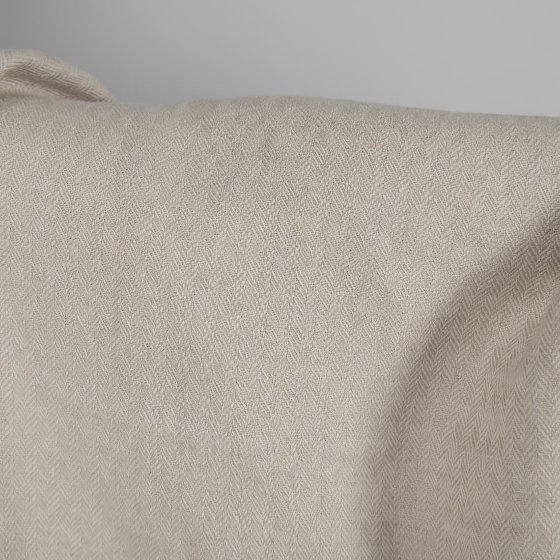 Lin-bomullsstoff beige i fiskebeinsmønster vasket, mykt, skånsomt