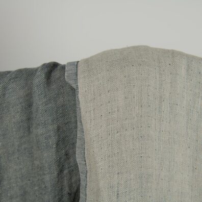 Linstoff gråblått tosidig vasket, mykt, skånsomt