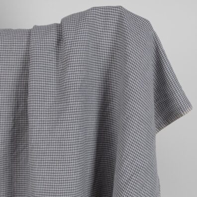 Lin-bomullsstoff grå i houndstooth mønster vasket passer til å sy klær og hjemmetekstiler