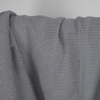 Lin-bomullsstoff grå i houndstooth mønster vasket 145cm bredt