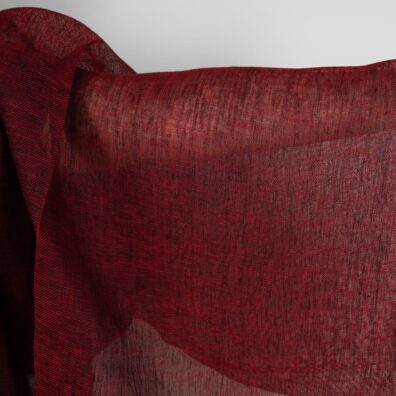 Linstoff svart-rød melert gjennomsiktig passer til å sy skjerf, gardiner