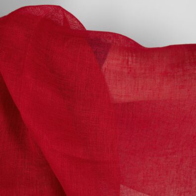 Linstoff knallrød gjennomsiktig 150cm bredt