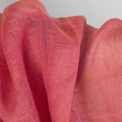 Linstoff rødt melert gjennomsiktig passer til å sy skjerf, gardiner