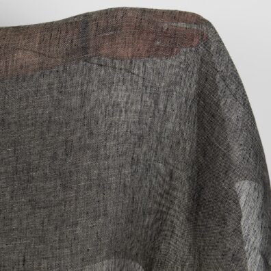 Svart-naturgrått melert gjennomsiktig linstoff