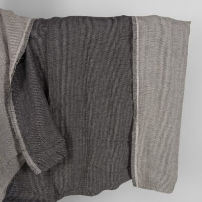 Linstoff svart mønstret tosidig vasket