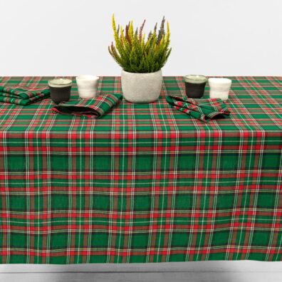Grønn rutete halvlin duk