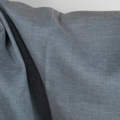 Linstoff brunaktig-blåmelert 150cm bredt