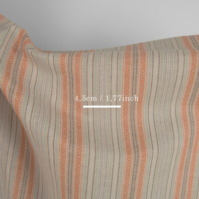 Lin-bomullsstoff med brune mønstrede striper 150cm bredt