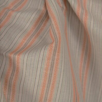 Lin-bomullsstoff med brune mønstrede striper for sying klær, hjemmetekstiler