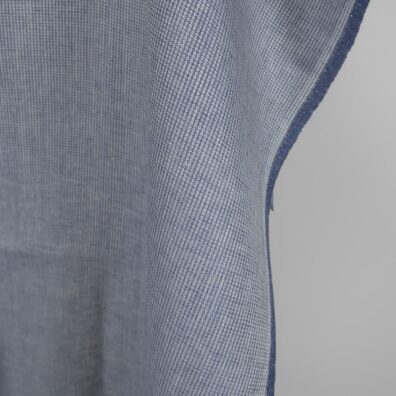 Linstoff blågrått mønstret 150cm bredt