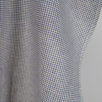 Linstoff med brunaktige og blå ruter 150cm bredt