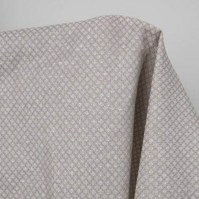 Lin-bomullsstoff beige med diamantmønster 150cm bredt