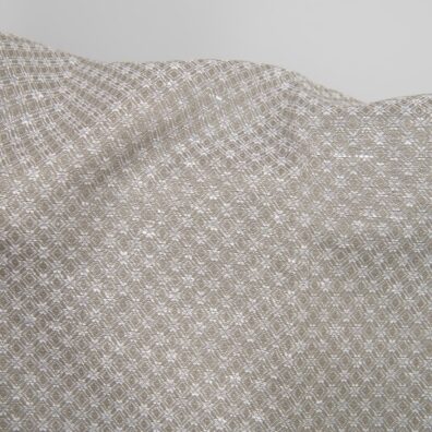 Lin-bomullsstoff beige med diamantmønster for sying klær, hjemmetekstiler