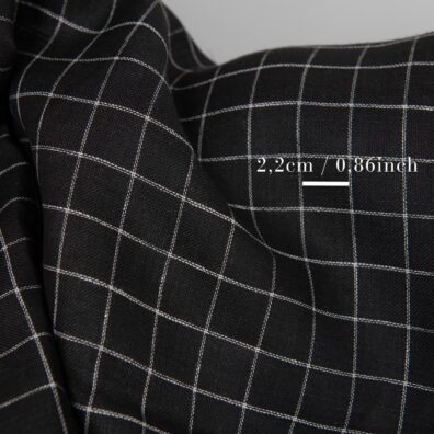 Linstoff svart-hvitt rutete tosidig 150cm bredt