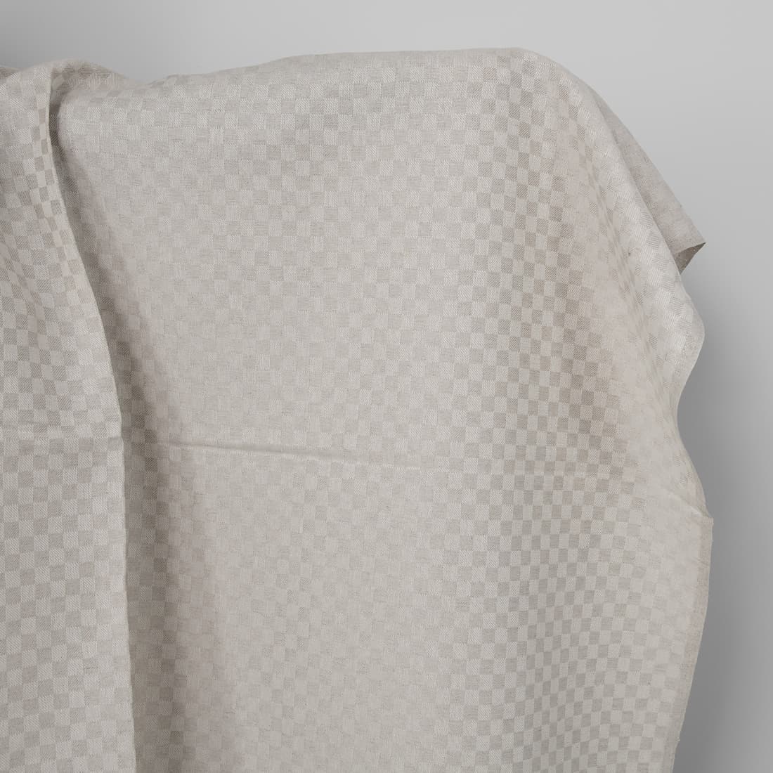 Halvlinstoff beige rutete