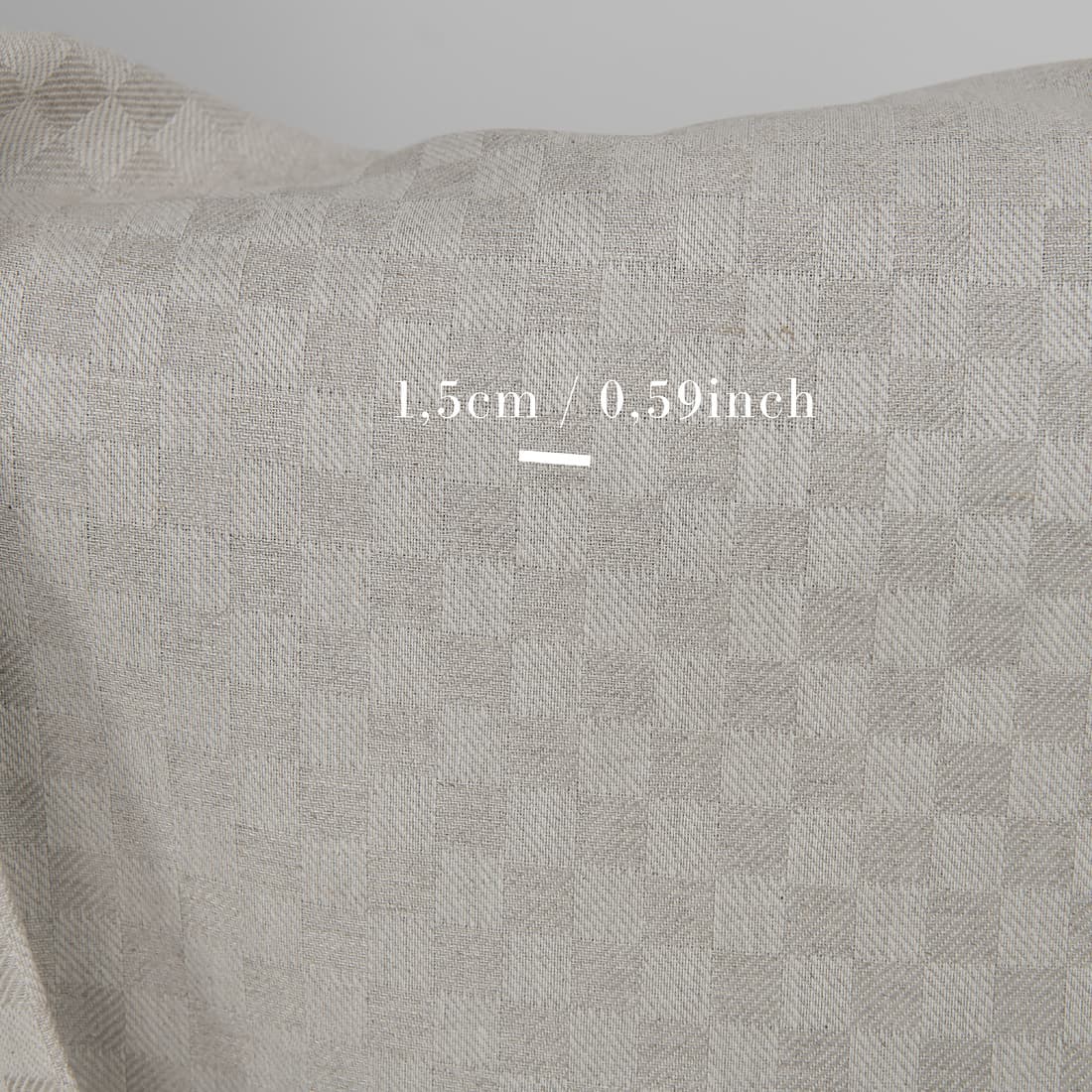 Halvlinstoff beige rutete i twill mønster