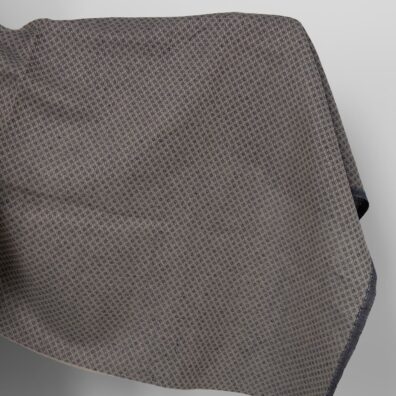 Lin-bomullsstoff beige-blått med diamantmønster