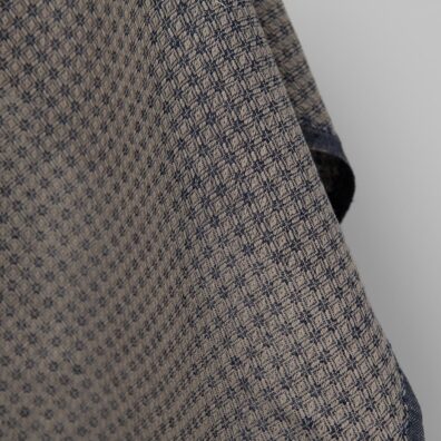 Lin-bomullsstoff beige-blått med diamantmønster for sying klær, hjemmetekstiler