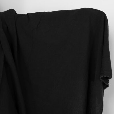 Lin-bomullsstoff svart bredt vasket