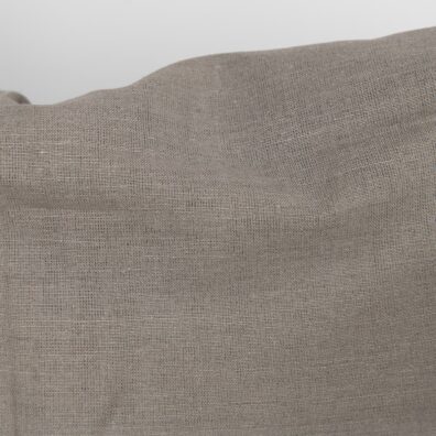 Lin-bomullsstoff vevd av mørkegrå bomull og naturfarget (ufarget, brungrått) lingarn, melange