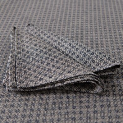 TONY halvlin rund (oval) mørkeblå-beige duk og servietter