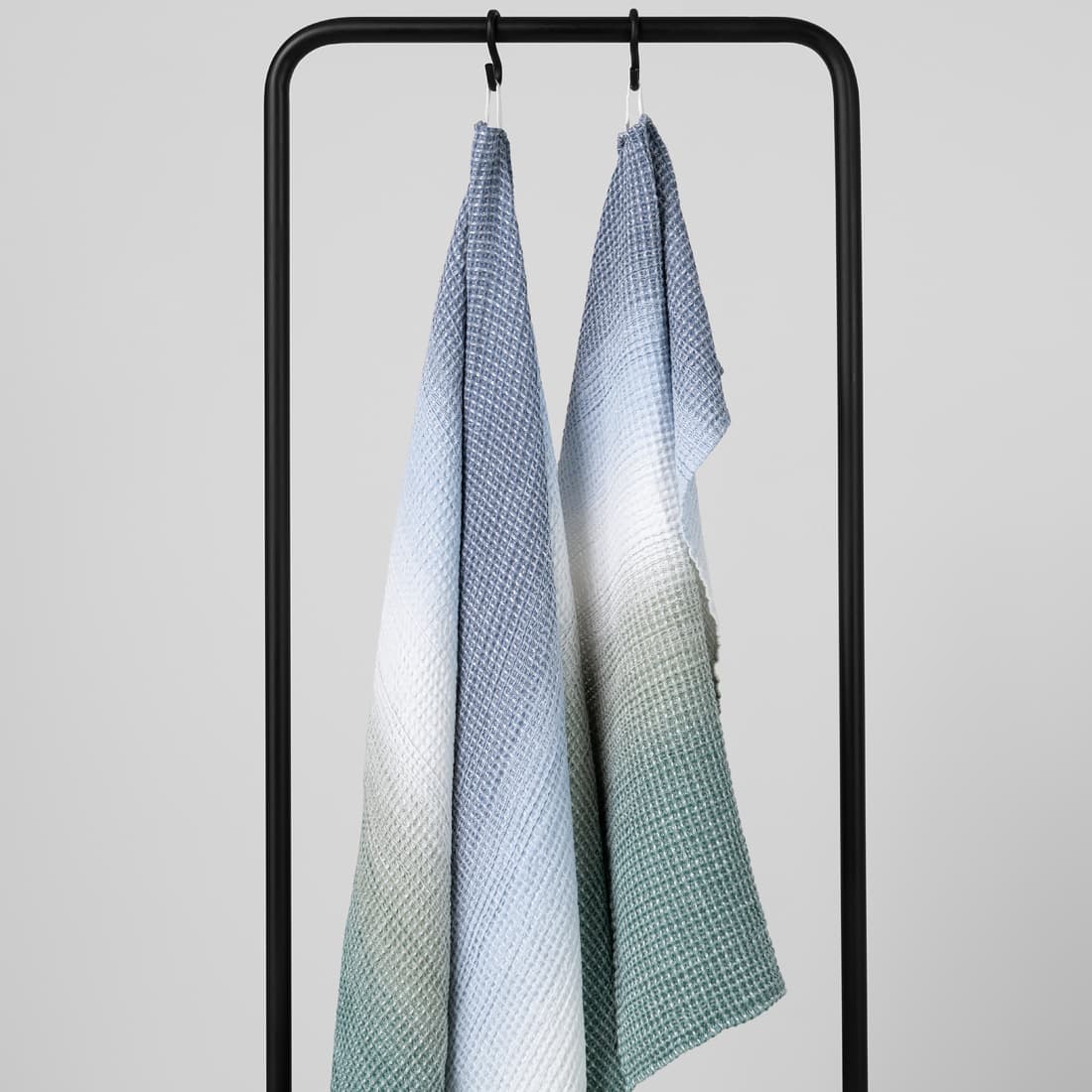 Bomull-hamp badehåndkle blå-grønn melange