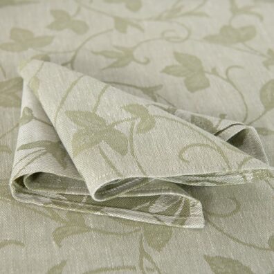 Lin-bomull olivengrønn-gulaktig serviett jacquard, rankemotiv