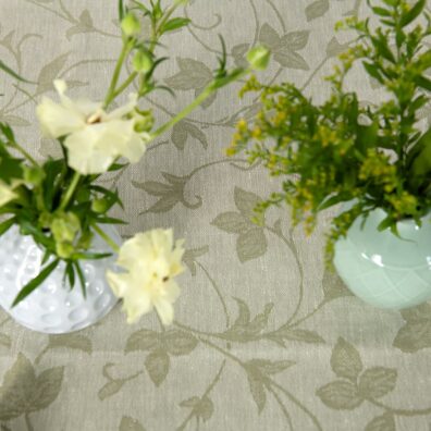 ARGANIA lin-bomull olivengrønn-gulaktig duk