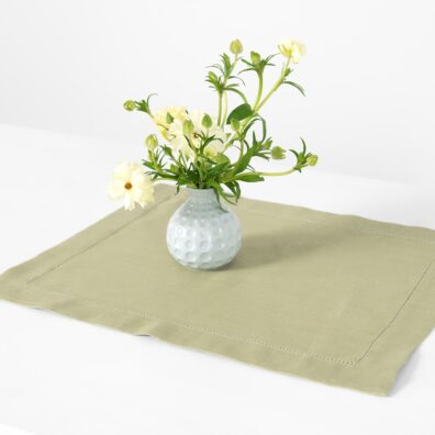 Halvlin dekkebrikke olivengrønt-blekgrønn melert