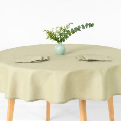 LUNA rund (oval) blekgrønn halvlin duk
