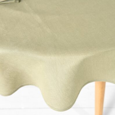 LUNA rund (oval) halvlin duk olivengrønt-blekgrønn melert