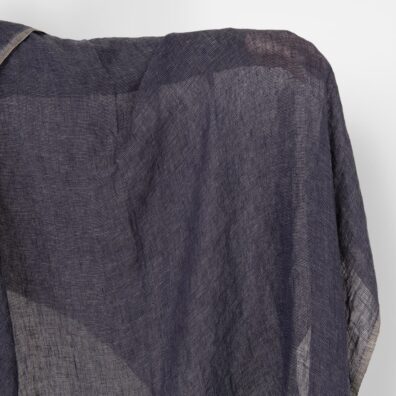 Linstoff mørk blå gjennomsiktig vasket