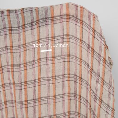 Linstoff flerfarget rutete gjennomsiktig vasket som er mykt, skånsomt, løstvevd, lett