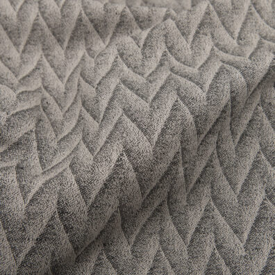 Lin-bomull stoff beige-mørkegrått mønstret 150cm bredt