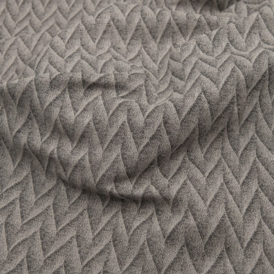 Lin-bomull stoff beige-mørkegrått mønstret