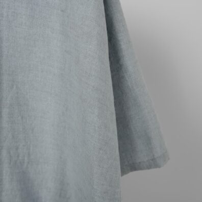 Lin-bomullsstoff lysegråblått vasket for sying klær, hjemmetekstiler