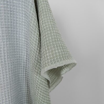 Bomull-hamp stoff grått-rosa ”vaffel” vasket, mykt, skånsomt