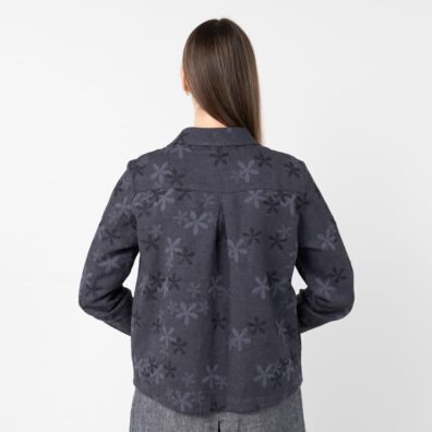 LIMA blomstrete halvlin jakke mørkeblågrått-svart, jacquard