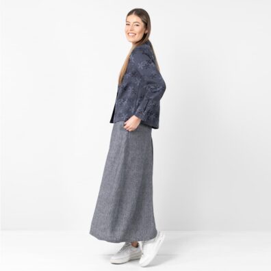 LIMA blomstrete halvlin jakke mørkeblågrått-svart