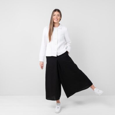 LIMA snøhvit lin-bomull jakke