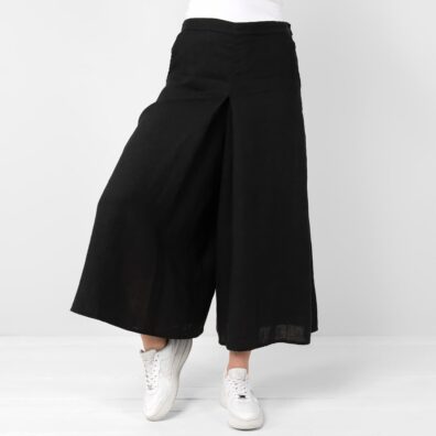MYKA lin culottebukse svart